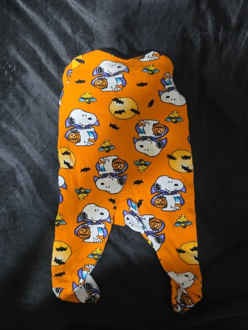 Baby Orange Halloween Snoopy One-Piece Footed Pajamas